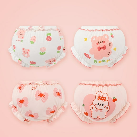 RTKFRFLM Toddler Girls Cotton Bloomers Soft Diaper Cover Underwear Shorts Pink 2-3 Years