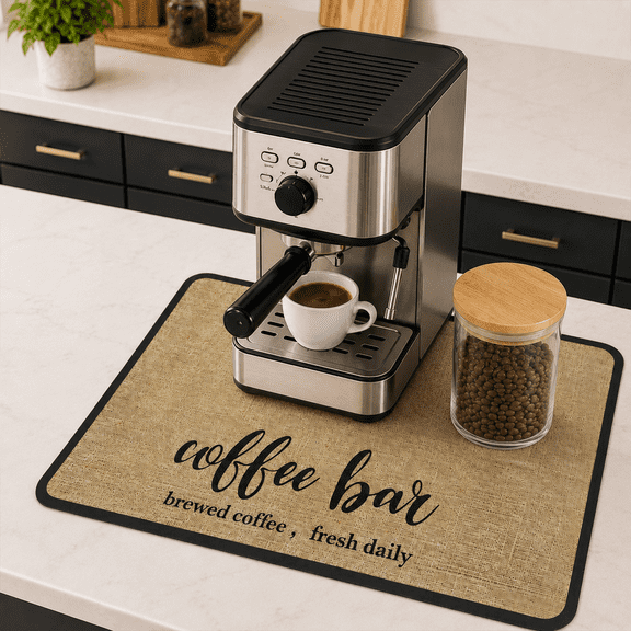 RYLZX 15.7x20in Coffee Mat, Coffee Bar Mat, Coffee Maker Mat for Countertops, Coffee Machine Mat, Absorbent Dish Drying Mat, Non-Slip Rubber Backed, for Kitchen Coffee Bar Accessories