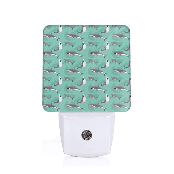 Balery Great White Shark Luz Nocturna LED con Sensor Automático, Enchufe con Sensor Crepuscular, Luz Suave de 0.5W para Dormitorio, Pasillo, Baño-EU