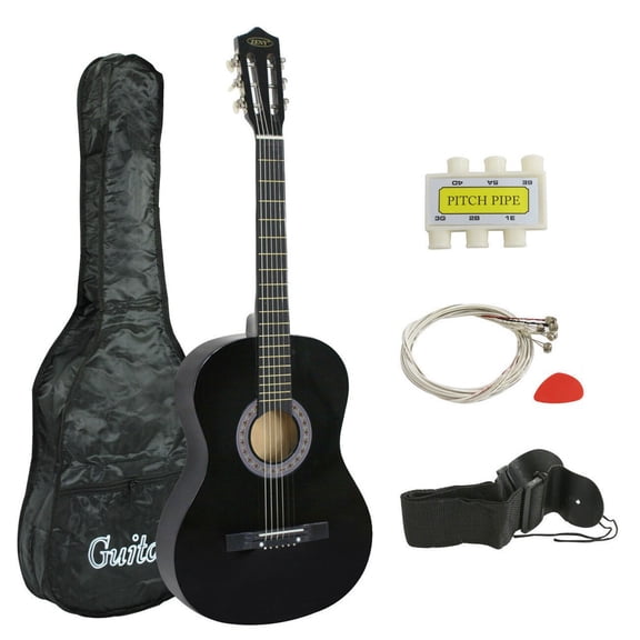 WSSYzyzf 38" Black Student Acoustic Guitar, Full Size Guitar with Picks and Accessories, Perfect Beginner Kit for Kids and Adults to Learn and Practice Playing