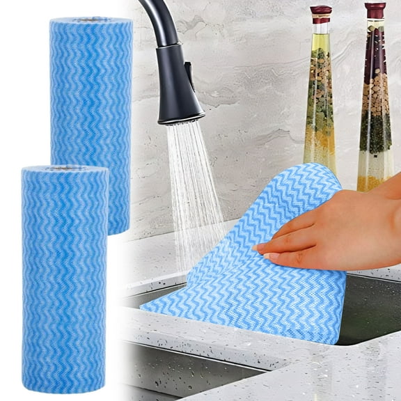 Djiypn Reusable Cleaning Wipe, Household &Kitchen Towels,Disposable Cleaning Cloth, Dish Cloth Dish Towels Dish Rags Reusable Kitchen Paper Towels, Wash Towels, 2 Rolls of 80 Sheets
