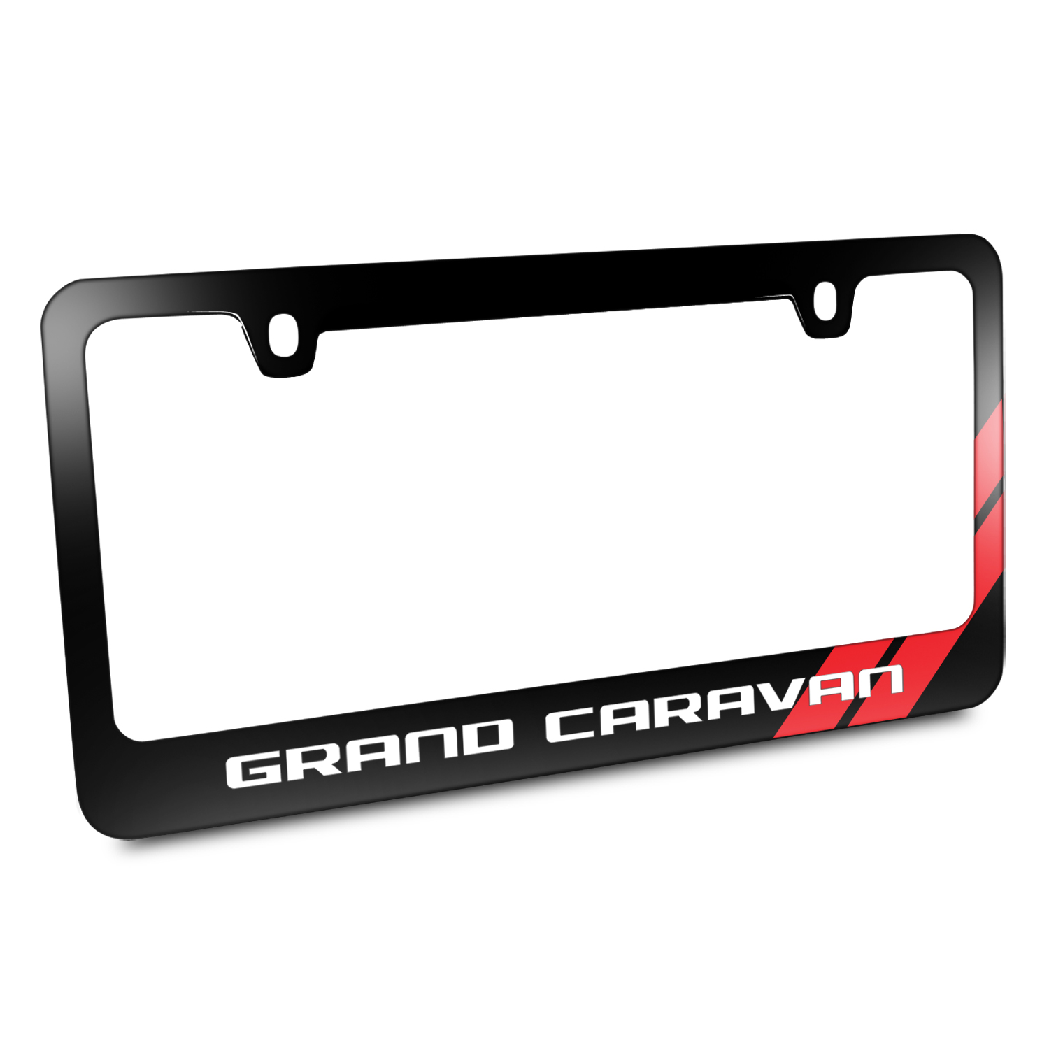 Dodge Grand Caravan Red Stripe Black Metal License Plate Frame