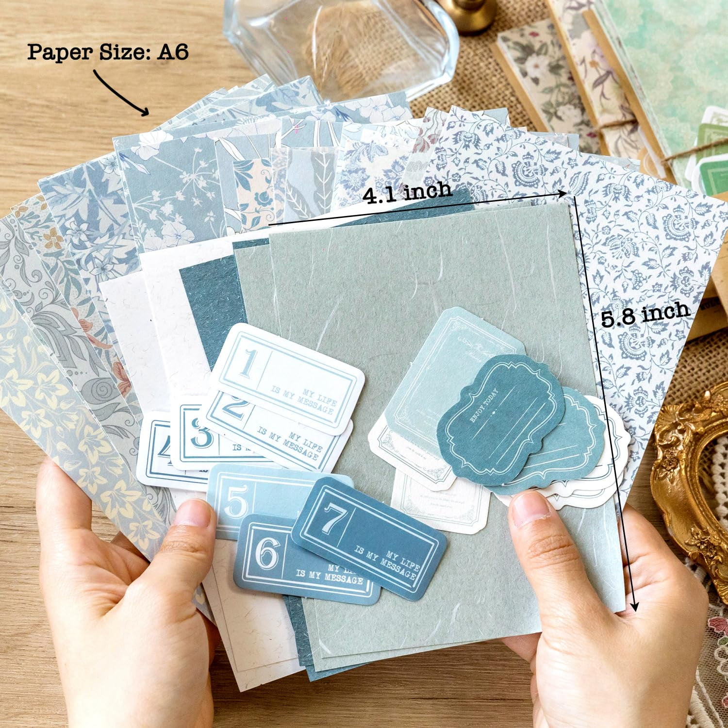 12 Pack Scrapbook Paper, 408 Sheets Vintage Floral 3D Embossed Textured Printed Craft Paper for Scrapbooking, Junk Journal Supplies