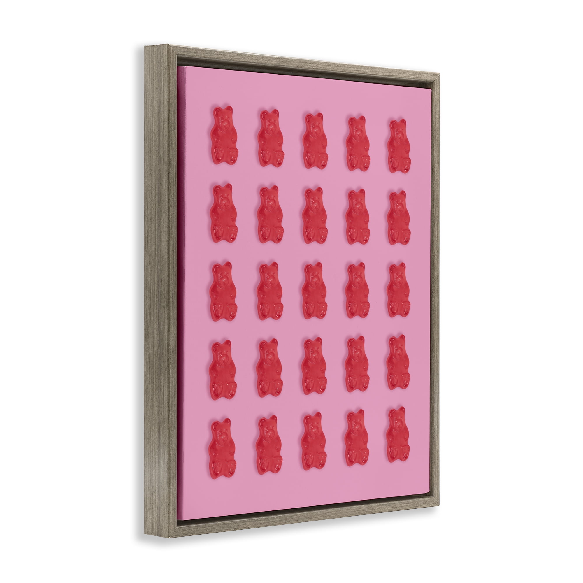 Stupell Industries Red Gummy Bears on Pink Brown Framed Floater Canvas Wall Art, design by LISH Creative
