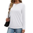 thumbnail image 2 of Cotton Pullover Sweatshirt Crewneck Womens Long Sleeve Cozy Base Shirts Solid Color Casual Fall Winter Tops (XL, White), 2 of 7