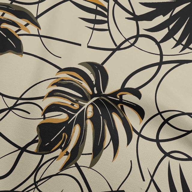 oneOone Silk Tabby Light Brown Fabric Abstract Tropical Leaf Sewing Material Print Fabric By The Yard 42 Inch Wide