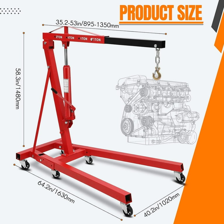 Whizmax 2 Ton Engine Hoist - 4000lbs Hydraulic Car Crane