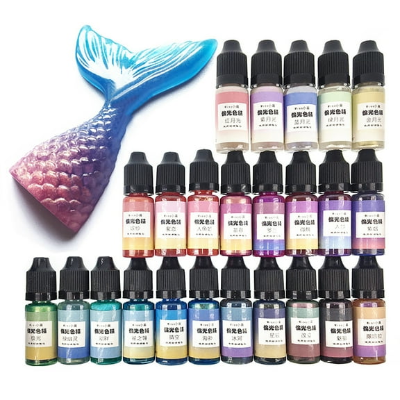 AURORA TRADE 24 Colors Mermaid UV Resin Dye Pigment for DIY Jewelry Making Crafts Accessories