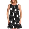thumbnail image 1 of Balery Crescent and Stars Vestidos de verano para mujer con estampado: vestido holgado sin mangas, vestido playero informal y cómodo para días calurosos., 1 of 7