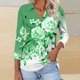 thumbnail image 3 of Camiseta de Solapa de Cuello en V de la Manga Superior de 3/4 de las Mujeres, Uso Diario Cómodo Casual, 3 of 5