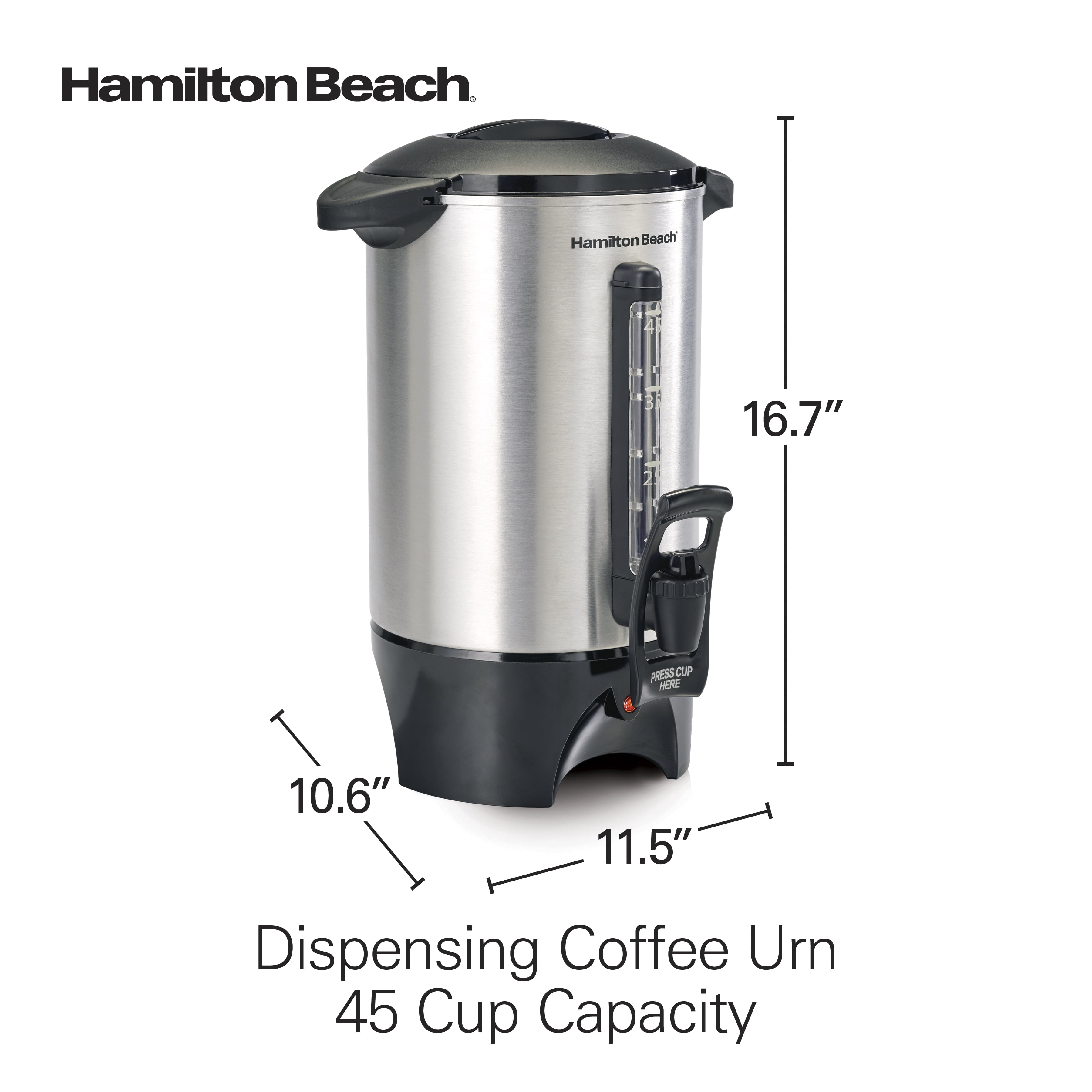 Hamilton Beach 40515 40515R 45-Cup Coffee Urn, Silver, Medium
