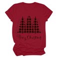 thumbnail image 1 of Haut de Sapin de Noël Femme Décontracté Col Rond Manches Courtes T-shirt Imprimé Sapin de Noël Haut, 1 of 6