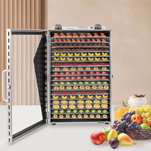 Food Dehydrator Machine Stainless Steel Dryer Machine for Jerky, Herb, Meat, Beef, Fruit and To Dry Vegetables (18 Trays)