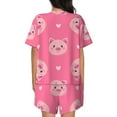 thumbnail image 6 of Daiia Cartoon Pigs and Hearts Pattern Womens Pajama Sets Short Sleeve Pajamas for Women Sets Soft Lounge Sets Casual Round Neck Sleepwear PJS-Large, 6 of 7
