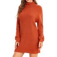 thumbnail image 1 of Vestido suéter con mangas abullonadas,Vestido suéter de cuello alto para mujer Vestido suéter de cuello alto Vestido jersey de punto Rendimiento probado, 1 of 7
