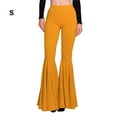 thumbnail image 4 of fastboy Pantalon Évasé Tendance Extensible et Confortable pour Femmes Large Application Coton Taille Haute Évasé Jaune S 1Set, 4 of 6