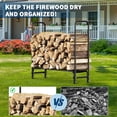 thumbnail image 3 of BeesClover Large Firewood Rack Outdoor, Heavy Duty Metal Wood Storage Rack, Indoor Wood Pile Storage Organizer, Stacker Stand for Fireplace, Patio, Deck, 3 of 8