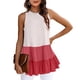 thumbnail image 3 of Playeras,Blusas y Tops,Ropa para Mujer Recortada camisetas sin mangas para las mujeres Mujeres Verano Casual Tank O cuello Sleeveless Top Long Ruffle Tank Top Long Top (Red, XXL), 3 of 5