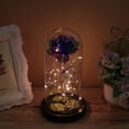 thumbnail image 4 of MasteelfCA 1Pc Simulative Rose LED Lamp Delicate Glass Rose Cover Decoration Desktop Night Light Layout Valentine Day Flower Gift (Goldleaf, Purple, Three Leaf), 4 of 7