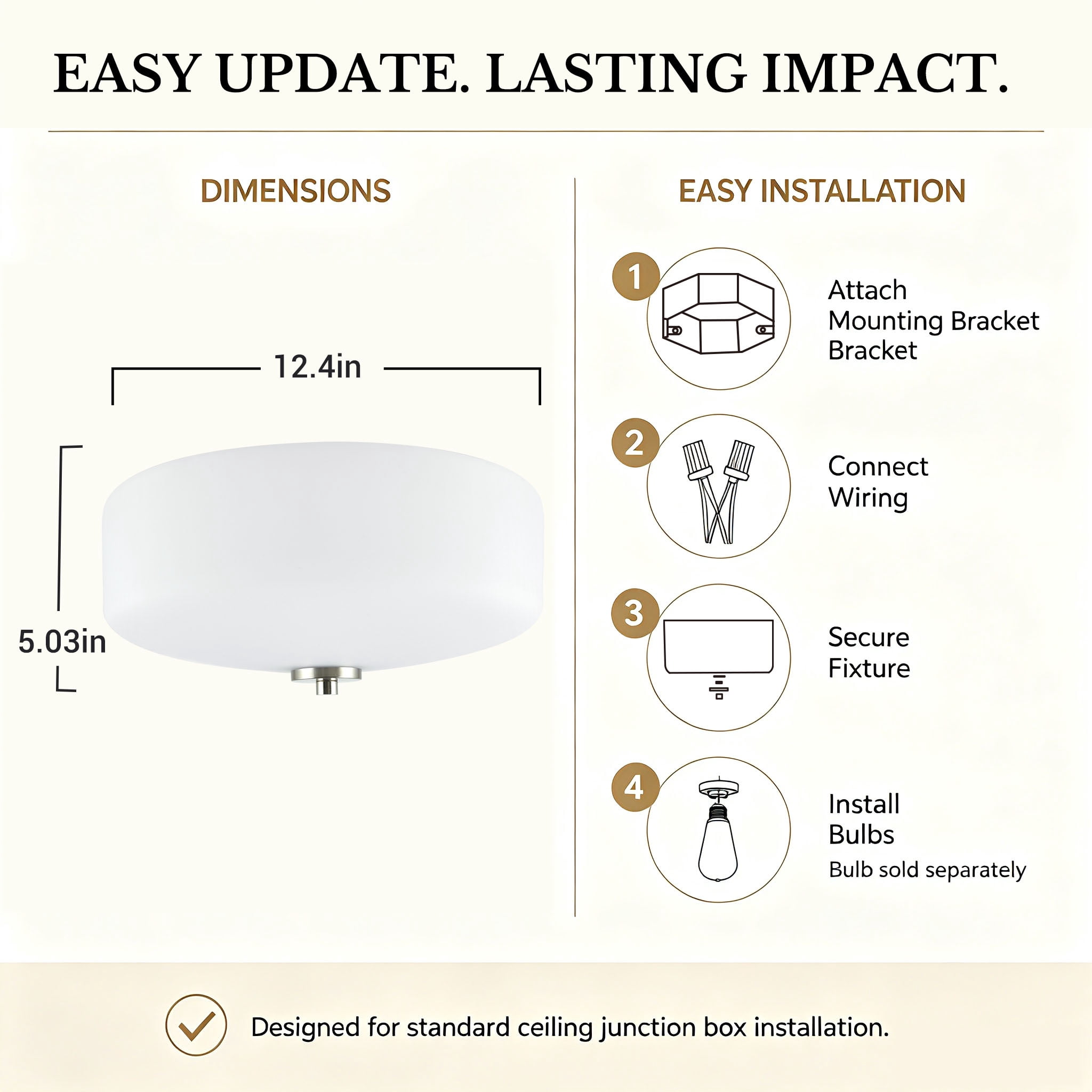 (2 pack) Better Homes & Gardens Flush Mount Ceiling Light, 12.4 in, Satin Nickel, Frosted Glass, No Bulb Included