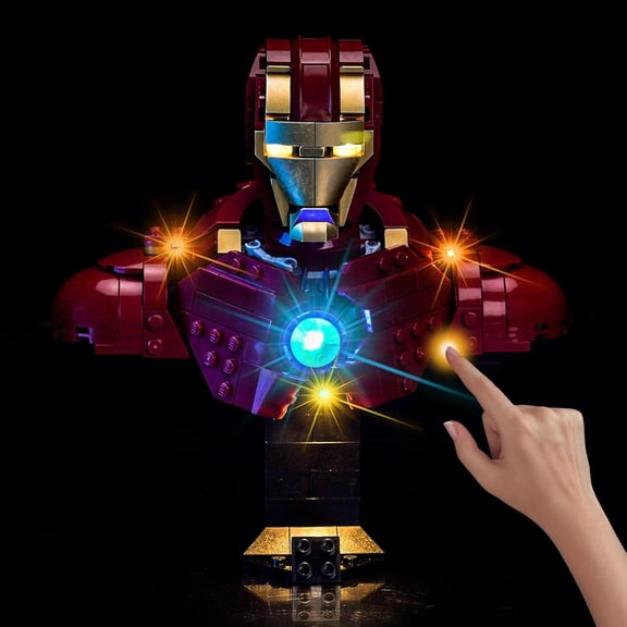 Upgraded Led Light Kit Compatible with Lego Iron Man MK4 Bust Building Set, Light Control Compatible with Lego 76454 (Model Not Included)