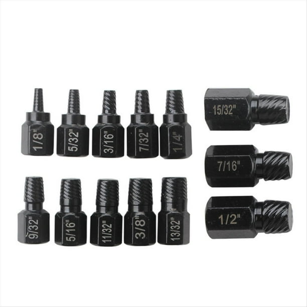 Juego de Extractores de Tornillos de 13 Piezas Juego de Extractores de Tornillos Dañados Brocas Fáciles de Sacar Juego de Extractores de Tornillos para Quitar Pernos Rotos