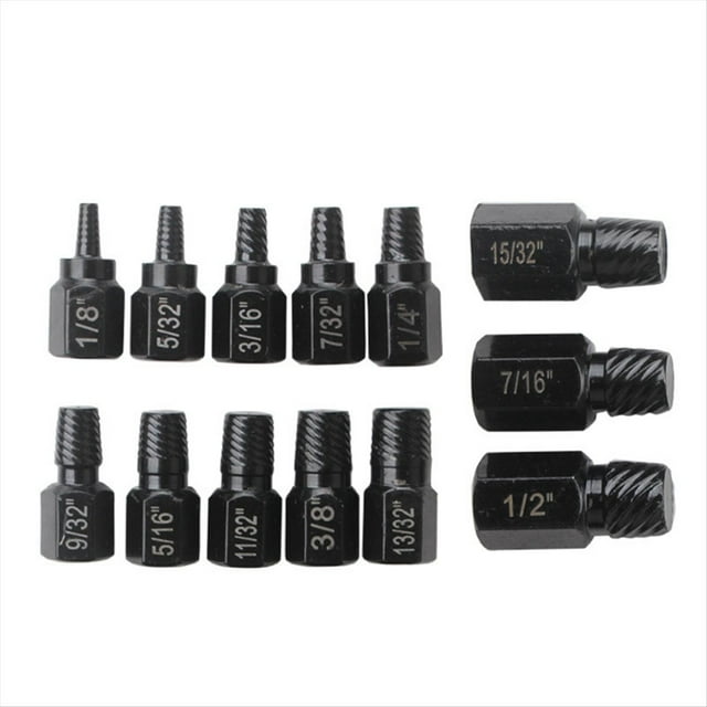 Juego de Extractores de Tornillos de 13 Piezas Juego de Extractores de Tornillos Dañados Brocas Fáciles de Sacar Juego de Extractores de Tornillos para Quitar Pernos Rotos