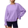 thumbnail image 2 of Mifsaly Womens Crew Neck Sweatshirts Flare Sleeve Ruched Solid Elastic Hem Casual Shirts Loose Fit Soft Comfortable Pullover Tops, 2 of 8