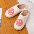 thumbnail image 5 of Smiley Face Slippers Retro Cozy Comfy Plush Warm Slip-on Slippers Winter Soft Fuzzy Indoor House Shoes with Memory Foam for Men Women…, 5 of 10