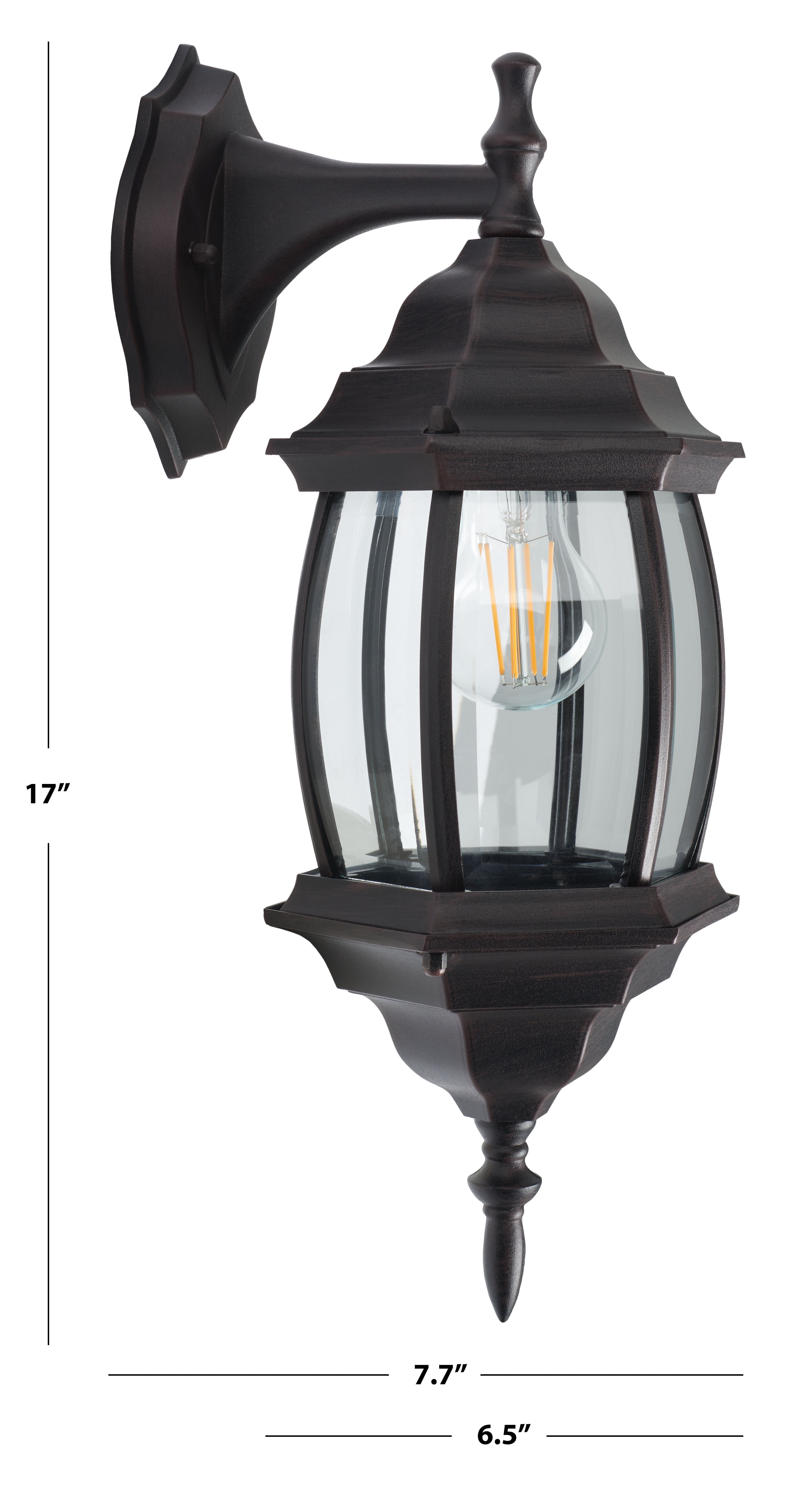 SAFAVIEH Grazia 2-Light A19 Oil Rubbed Bronze Steel Wall Sconce with Rust Shade, Set of 2