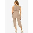 thumbnail image 2 of Jessica London Women's Plus Size Two Piece Sleeveless Tunic Top Capri Pants Linen Blend Set, 2 of 4