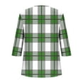 thumbnail image 4 of EchfiProm 3/4 Sleeve Fall Shirts for Women Green Plaid Pullover Crew Neck Fall Loose Fit Blouse, 4 of 7