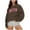 Coffee, variant on FINALGANG Women Elegant Sweatshirts Letter Print Long Sleeve O-Neck Oversized Outdoor Top Casual Pullover Leisure Breathable Daily Wear