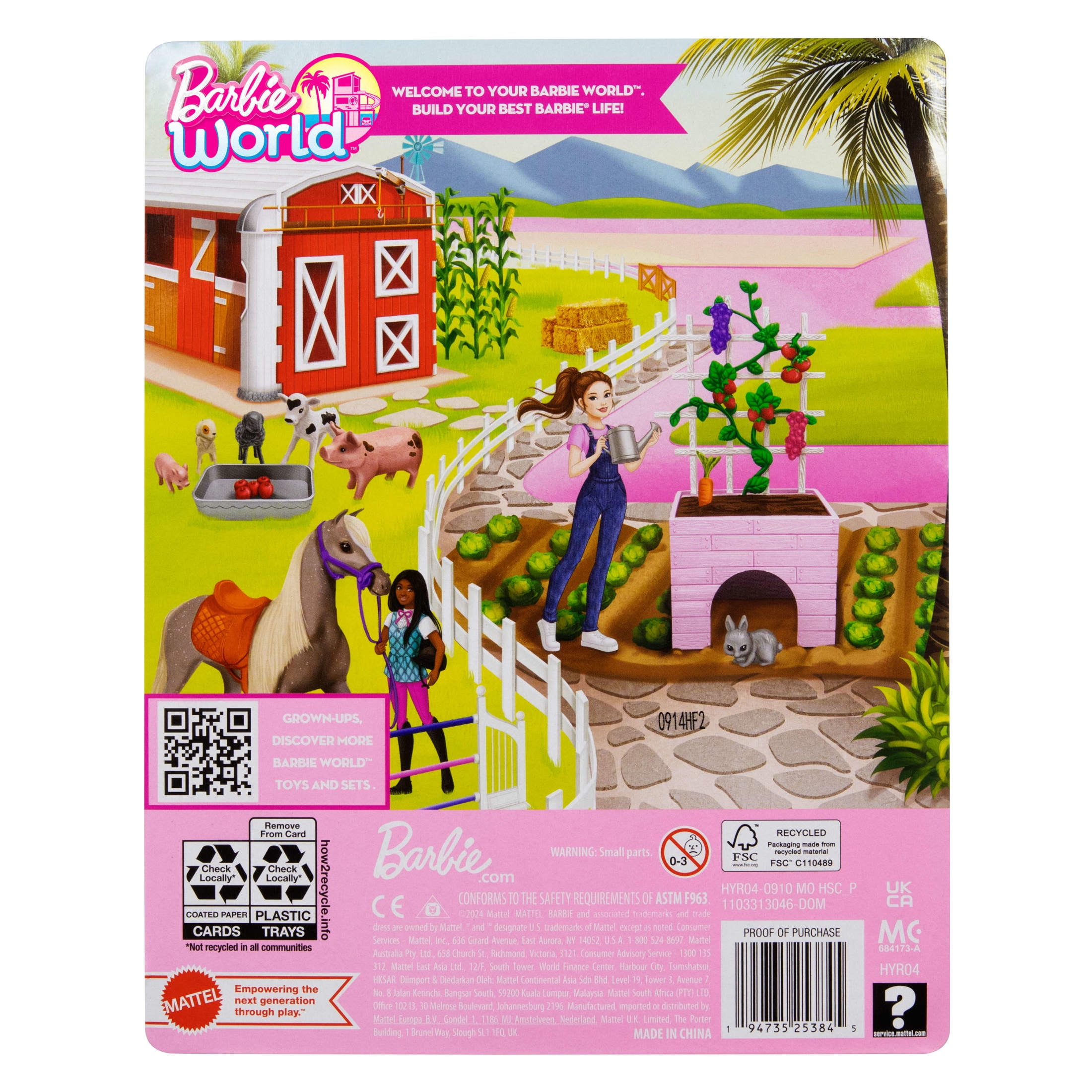 Barbie World Garden Playset with 12 Pieces Including Planter Bunny Figure Food More Walmart