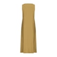 thumbnail image 4 of ClodeEU Women's Linen Blend Round Neck Sleeveless Midi Dress,Casual Loose Sundress with Pockets A-Yellow,Women's Plus XXXL, 4 of 5