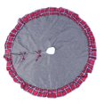 thumbnail image 1 of Fiesta en casa, árbol de Navidad de doble capa, tapete para árbol de Navidad, decoración de falda, tela gris con borde rojo, 1 of 12