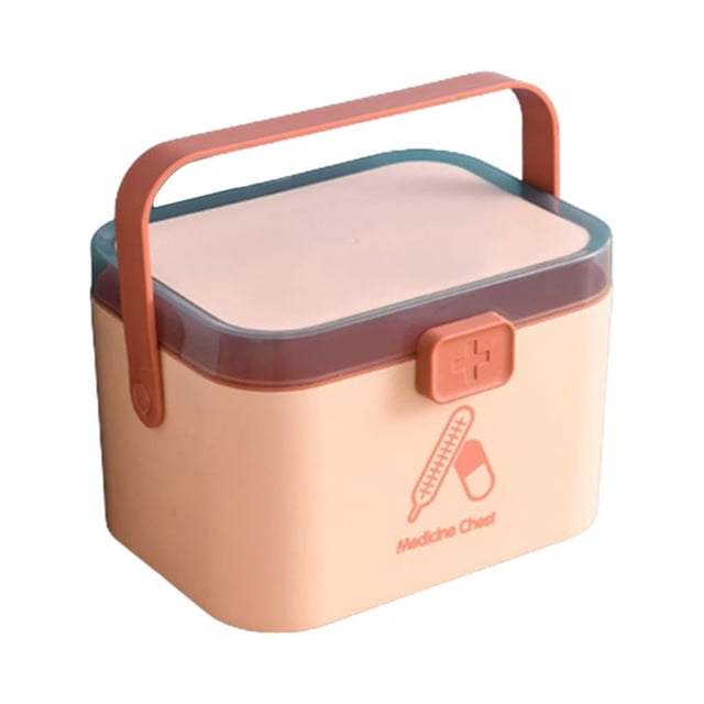 Bearachild Caja de almacenamiento de pastillas ABS, portátil, con mango ergonómico, gran capacidad, bonito y elegante, sellado, a prueba de Almacenamiento y organización del hogar rosa grande
