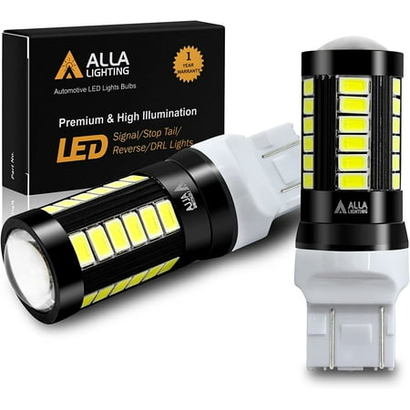 Alla Lighting LED 7440 7443 Strobe Brake Lights Bulbs 6000K Xenon White Extremely Super Bright 2800lm 12V 5730 SMD T20 7441 7443LL LED Flashing Stop Lights Taillights