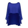 thumbnail image 4 of YONGHS Woman Chiffon Bridal Wrap Wedding Shawl Cape Jacket Bolero Shrug for Formal Ocaasions Dresses Blue One Size, 4 of 7