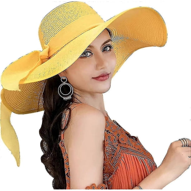 Women's Wide Brim Sun Protection Straw Hat,folable Floppy Hat,summer Uv Protection Beach Cap