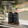 thumbnail image 3 of Black Glass Hand Soap and Lotion Dispenser Set with Tray, Liquid Hand Soap Dispenser and Pump, Bathroom Soap Dispenser Set, Bamboo Bathroom Accessories & Modern Bathroom Deco, 3 of 3