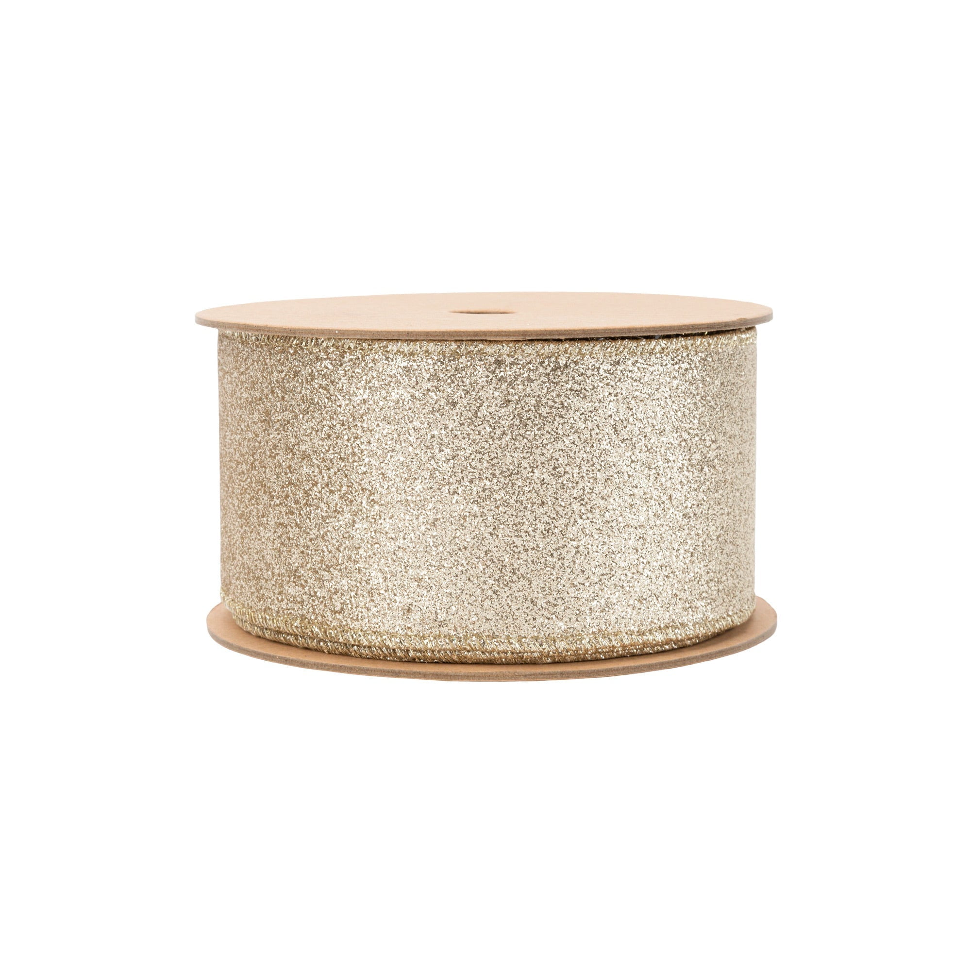 LaRibbons 2 1/2" Wired Ribbon, Gold Glitter, 10 Yard Roll