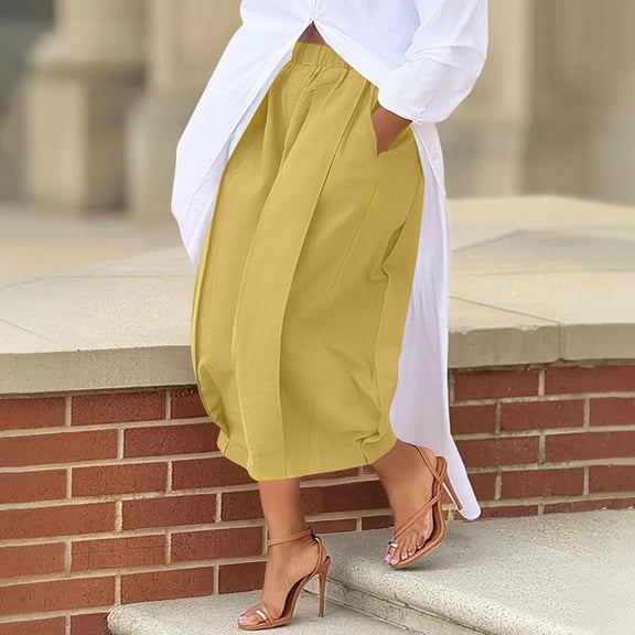 LEKWK Wide Leg Cropped Pants for Women Lightweight High Waist Palazzo Pants Loose Fit Lounge Flowy Pants with Pockets Summer Beach Casual Outfits