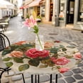 thumbnail image 3 of Pink Rose Elastic Fitted Round Table Cover Retro Flowers Waterproof Outdoor Tablecloth for Holiday Party, Picnic, Patio & Dining Fits Tables Up to 36"-44", 3 of 8