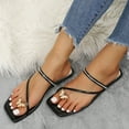 thumbnail image 2 of JikouIivo Fashion Square Toe Butterfly Thong Rhinestone Flat Sandals Slippers for Women Clearance, 2 of 5