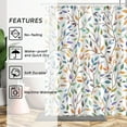 thumbnail image 3 of Boho Leaf Floral Shower Curtain, Spring Summer Modern Colorful Botanical Leaves Bohemian Fabric Shower Curtain Set with 12 Hooks, Bathroom Accessories Decor Cloth Curtain 72x72 Inches, 3 of 6