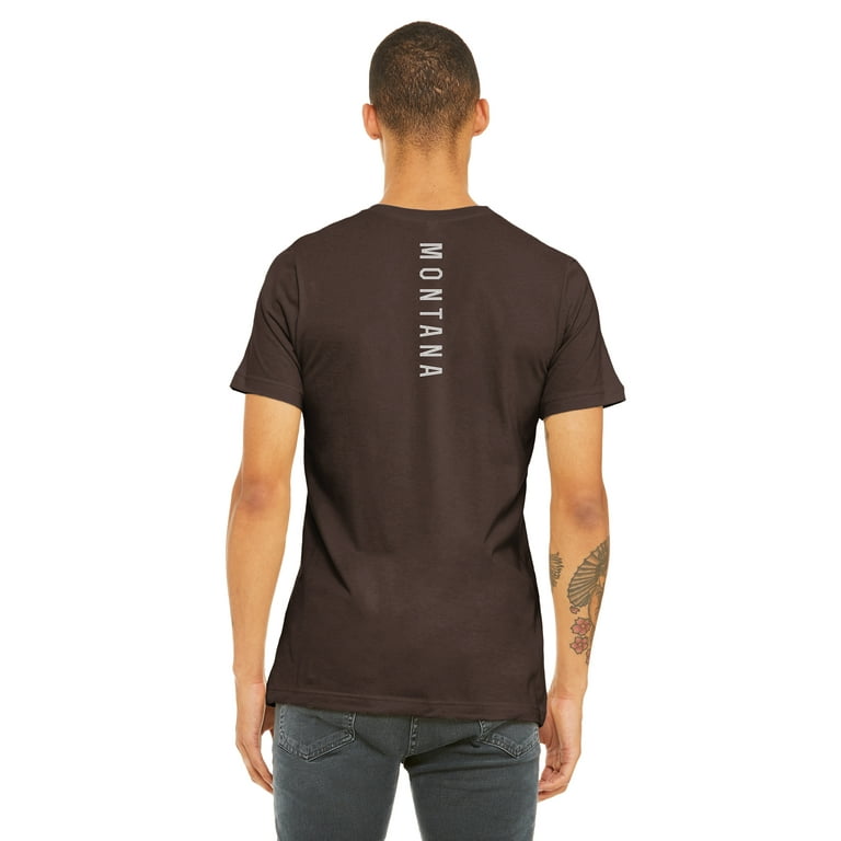 Daxton Adult Unisex Tshirt Montana Script with Vertical on the Back,  Burgundy White, M 