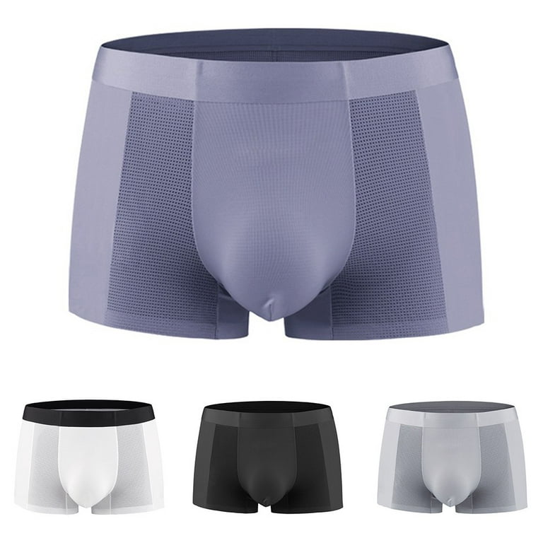 Pdbokew Men's Trunks Underwear Ice Silk Cotton Modal Seamless Panties Black  XL 