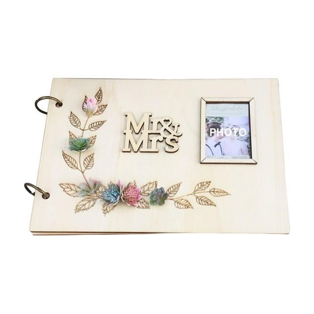 Libro de invitados de boda y páginas decorativas de madera en blanco, elegante y rústico para firmar, libro de visitas de madera para suministros de