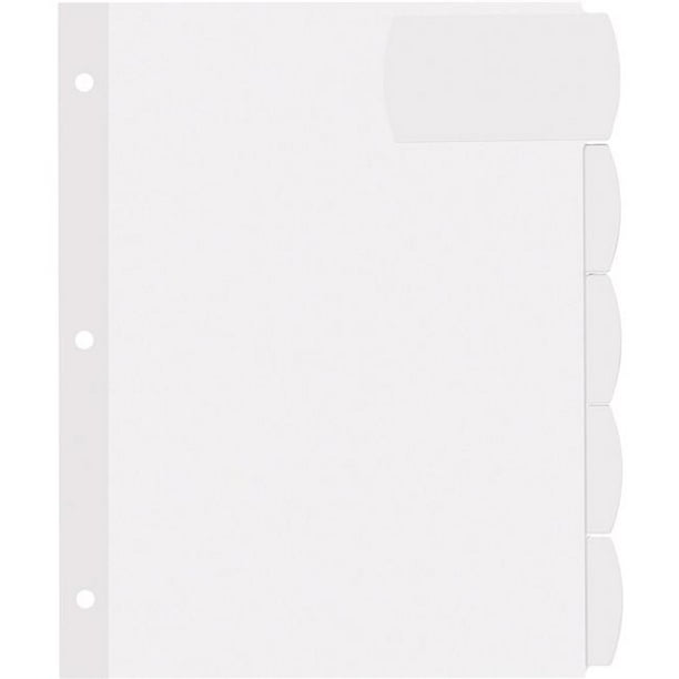 Easy Peel Tab Divider 5 Tab & Large, White - Pack of 20 - Walmart.com ...